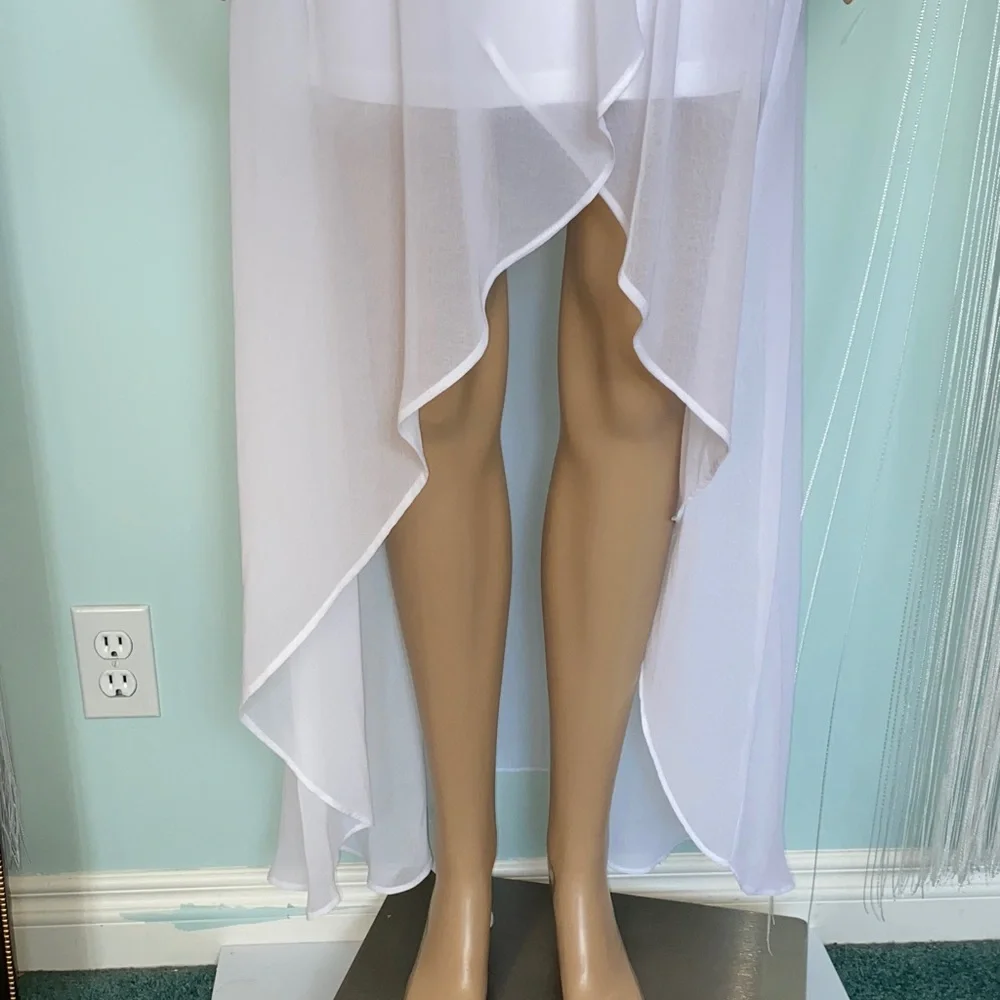 bebe White High-Low Spaghetti Strap Dress - Picture 6 of 17